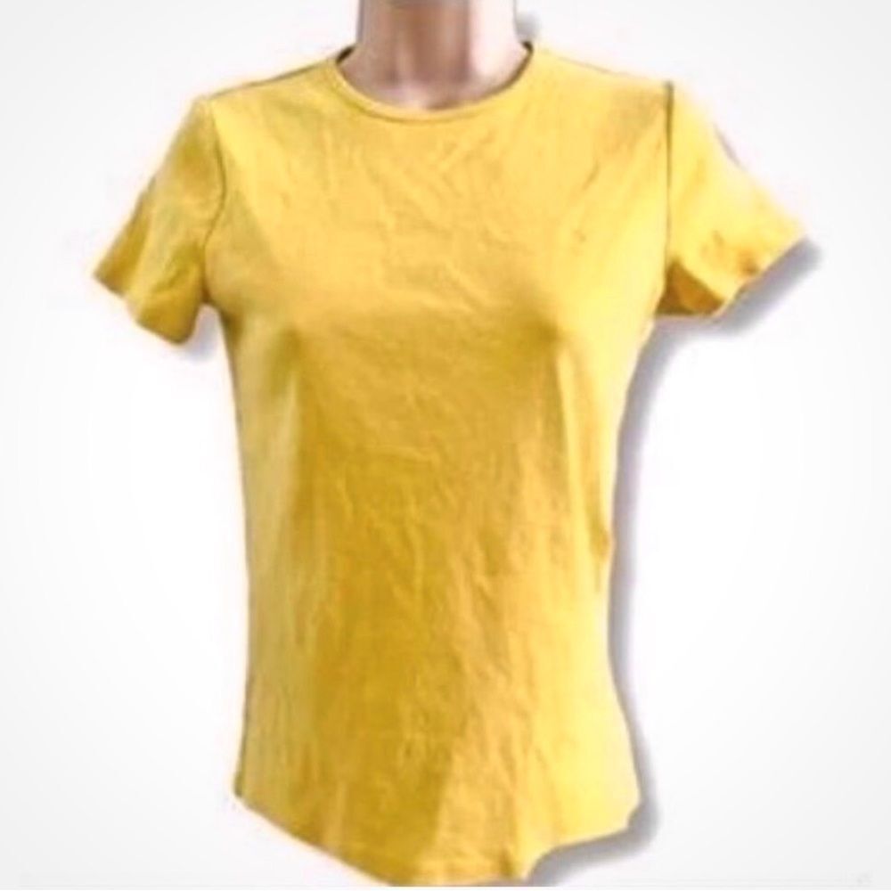Small Lauren Ralph Lauren Short Sleeve Knit Top Yellow professional office workw